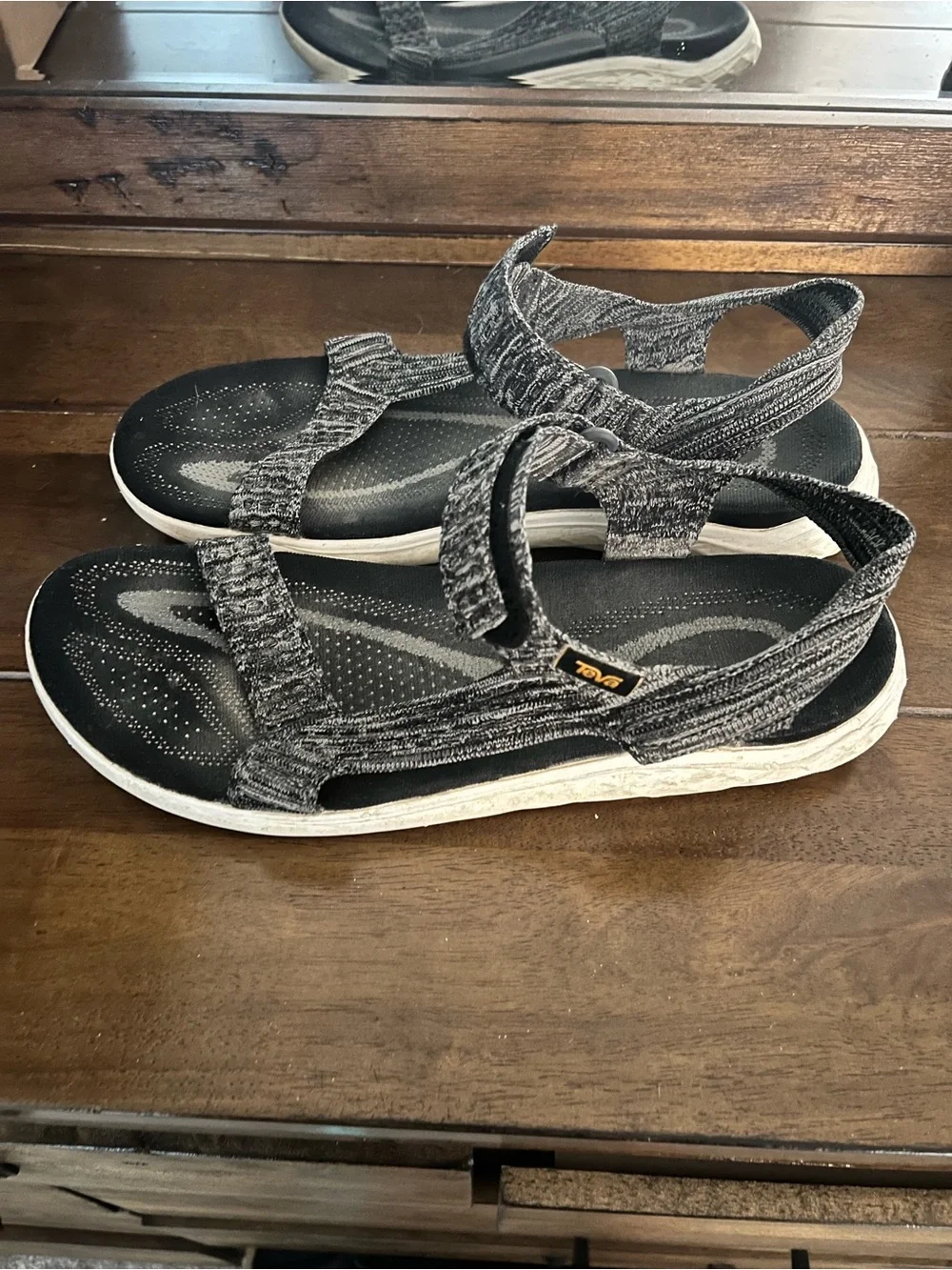 Teva Men's Black and Gray Knit Sport Sandals
